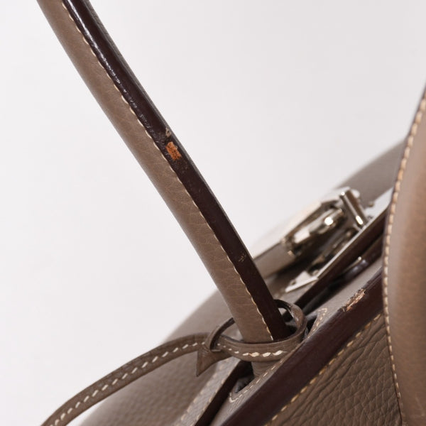 HERMES エルメス ショルダーバーキン42 ハンドバッグ □J刻印 トリヨンクレマンス エトゥープ SV金具 内縫い ゴルチエ期 美品 中古 4a005298