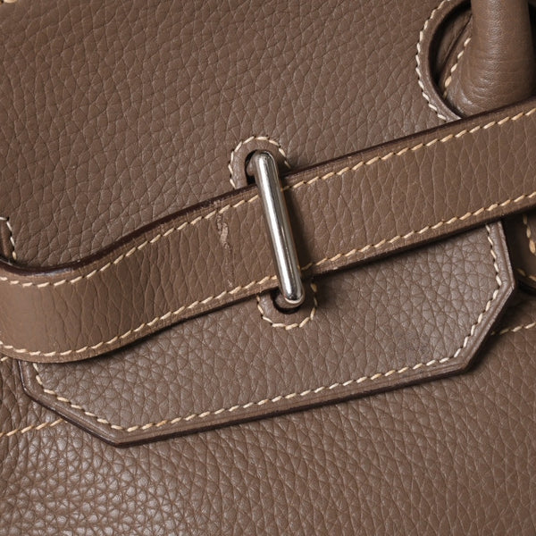 HERMES エルメス ショルダーバーキン42 ハンドバッグ □J刻印 トリヨンクレマンス エトゥープ SV金具 内縫い ゴルチエ期 美品 中古 4a005298