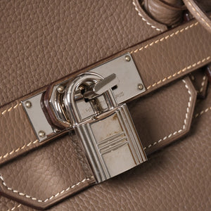 HERMES エルメス ショルダーバーキン42 ハンドバッグ □J刻印 トリヨンクレマンス エトゥープ SV金具 内縫い ゴルチエ期 美品 中古 4a005298