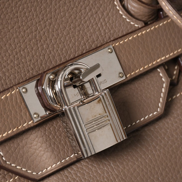 HERMES エルメス ショルダーバーキン42 ハンドバッグ □J刻印 トリヨンクレマンス エトゥープ SV金具 内縫い ゴルチエ期 美品 中古 4a005298