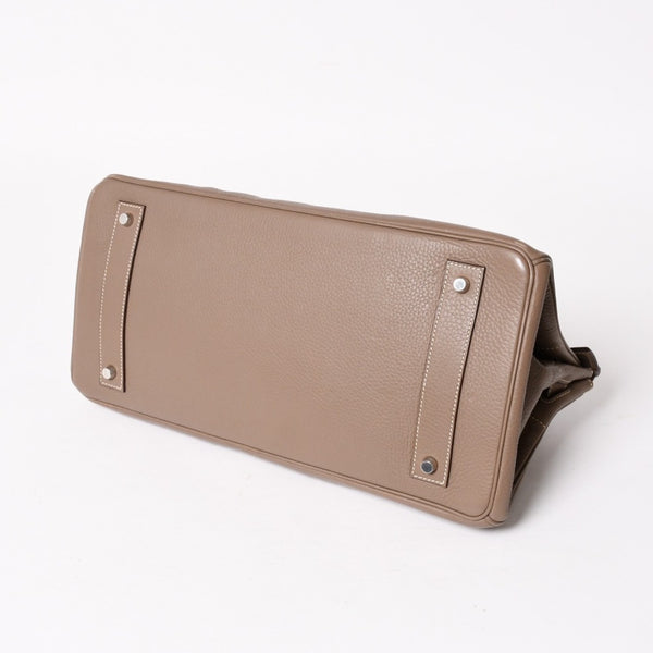 HERMES エルメス ショルダーバーキン42 ハンドバッグ □J刻印 トリヨンクレマンス エトゥープ SV金具 内縫い ゴルチエ期 美品 中古 4a005298