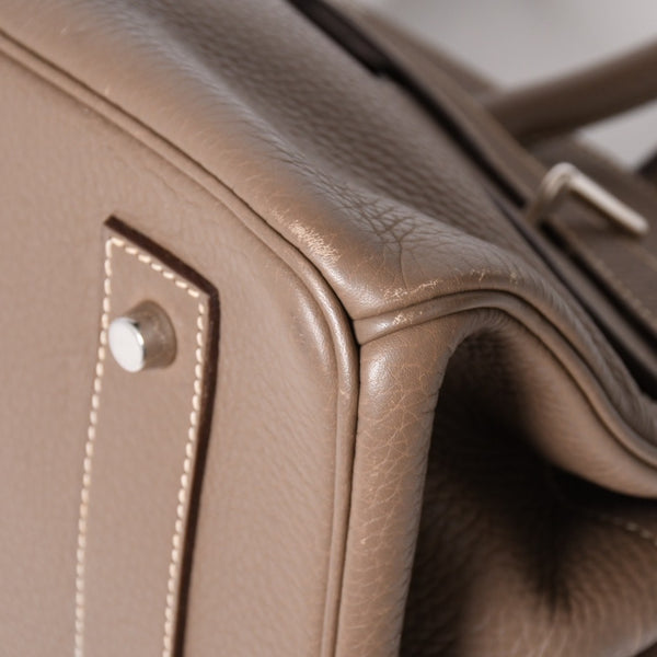 HERMES エルメス ショルダーバーキン42 ハンドバッグ □J刻印 トリヨンクレマンス エトゥープ SV金具 内縫い ゴルチエ期 美品 中古 4a005298
