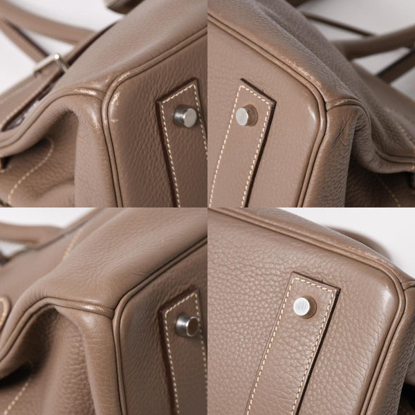 HERMES エルメス ショルダーバーキン42 ハンドバッグ □J刻印 トリヨンクレマンス エトゥープ SV金具 内縫い ゴルチエ期 美品 中古 4a005298