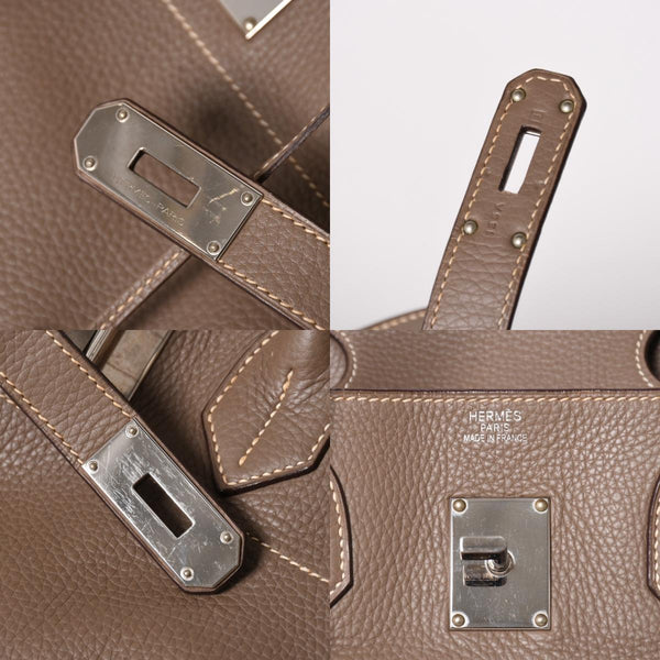 HERMES エルメス ショルダーバーキン42 ハンドバッグ □J刻印 トリヨンクレマンス エトゥープ SV金具 内縫い ゴルチエ期 美品 中古 4a005298