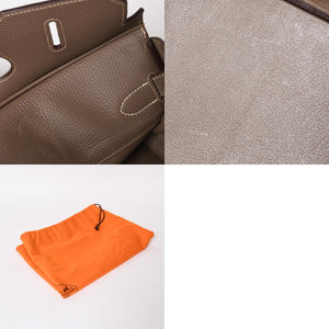 HERMES エルメス ショルダーバーキン42 ハンドバッグ □J刻印 トリヨンクレマンス エトゥープ SV金具 内縫い ゴルチエ期 美品 中古 4a005298