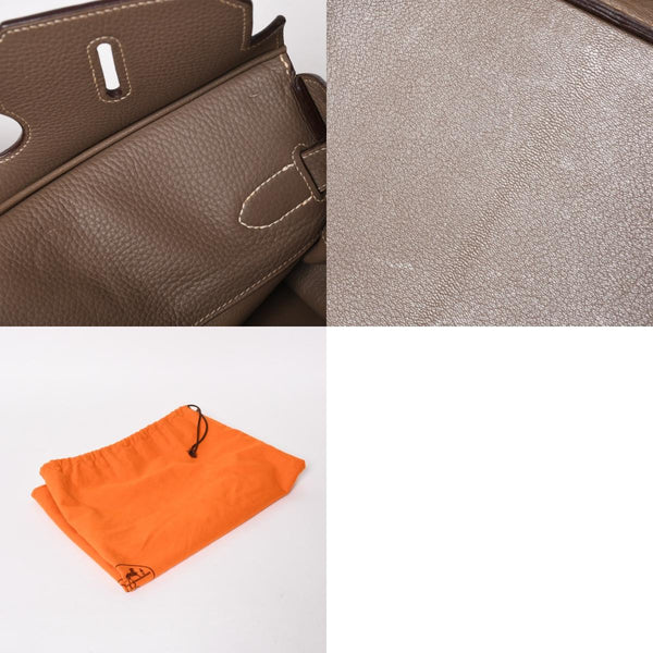 HERMES エルメス ショルダーバーキン42 ハンドバッグ □J刻印 トリヨンクレマンス エトゥープ SV金具 内縫い ゴルチエ期 美品 中古 4a005298