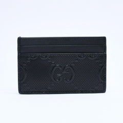 Very Good Condition GUCCI Gucci Card Case Pass Case Business Card Holder GG Embossed Leather 625564 Black Used 4a005310