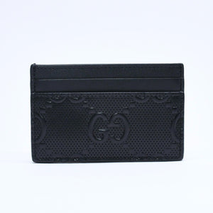 Very Good Condition GUCCI Gucci Card Case Pass Case Business Card Holder GG Embossed Leather 625564 Black Used 4a005310