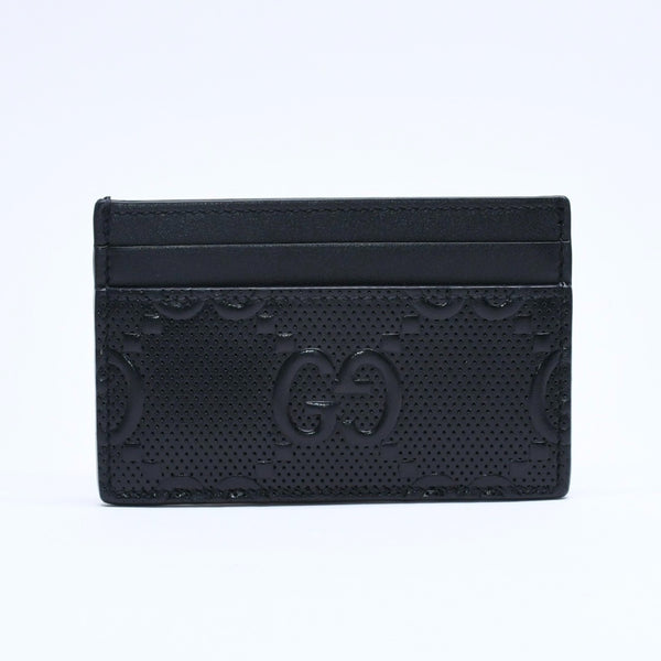 Very Good Condition GUCCI Gucci Card Case Pass Case Business Card Holder GG Embossed Leather 625564 Black Used 4a005310