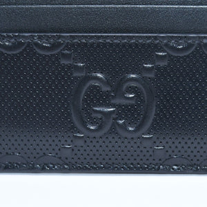 Very Good Condition GUCCI Gucci Card Case Pass Case Business Card Holder GG Embossed Leather 625564 Black Used 4a005310