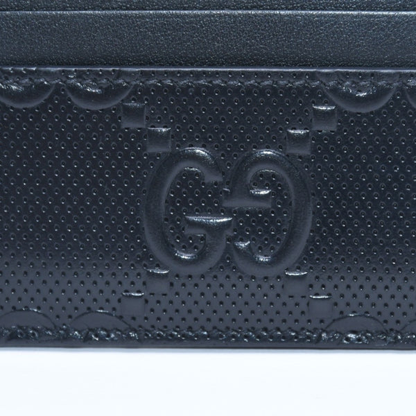 Very Good Condition GUCCI Gucci Card Case Pass Case Business Card Holder GG Embossed Leather 625564 Black Used 4a005310