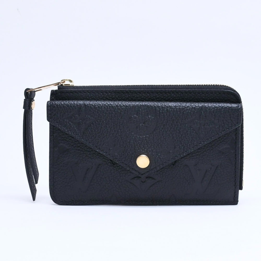 Very Good Condition LOUIS VUITTON Wallet Coin Case Card Case M28798 Portocarte Rectoverso Black Gold Hardware Used 4a005317
