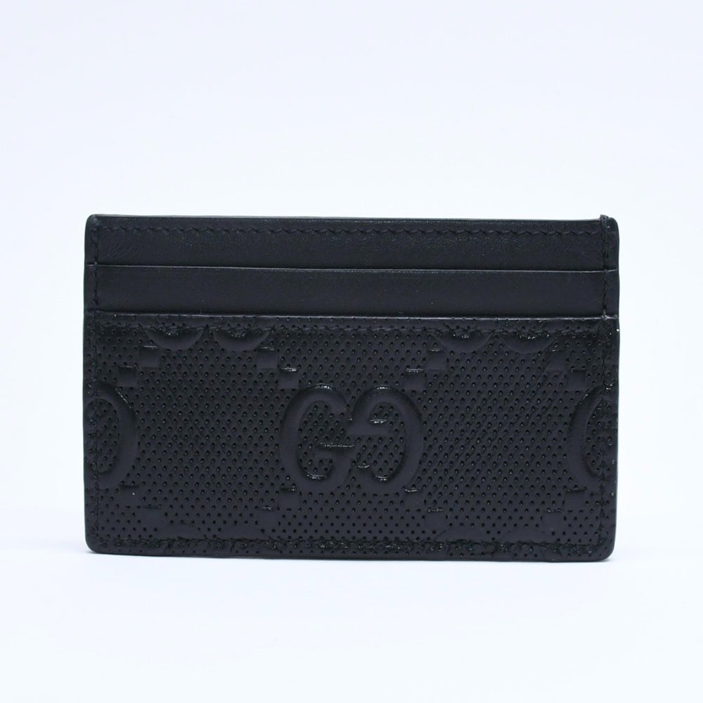 極美品 GUCCI グッチ カードケース パスケース 名刺入れ GGエンボス レザー 625564 ブラック 中古 4a005310