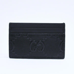 Very Good Condition GUCCI Gucci Card Case Pass Case Business Card Holder GG Embossed Leather 625564 Black Used 4a005310