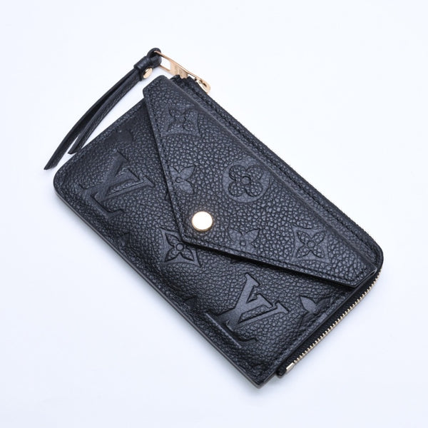 Very Good Condition LOUIS VUITTON Wallet Coin Case Card Case M28798 Portocarte Rectoverso Black Gold Hardware Used 4a005317