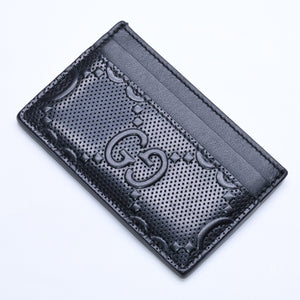 Very Good Condition GUCCI Gucci Card Case Pass Case Business Card Holder GG Embossed Leather 625564 Black Used 4a005310