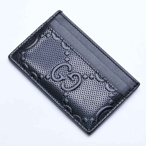 Very Good Condition GUCCI Gucci Card Case Pass Case Business Card Holder GG Embossed Leather 625564 Black Used 4a005310