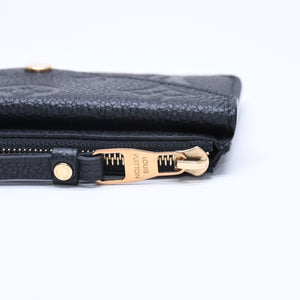 Very Good Condition LOUIS VUITTON Wallet Coin Case Card Case M28798 Portocarte Rectoverso Black Gold Hardware Used 4a005317