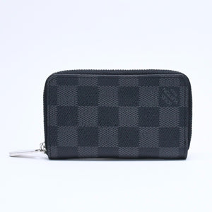 Very Good Condition LOUIS VUITTON Zippy Coin Purse Coin Case Coin Purse N63076 Damier Graphite Black Gray Used 4a005316