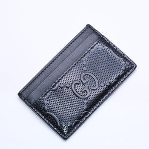 Very Good Condition GUCCI Gucci Card Case Pass Case Business Card Holder GG Embossed Leather 625564 Black Used 4a005310
