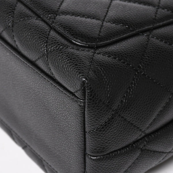 Very Good Condition CHANEL Chanel Matelasse Quilted Coco Mark CC Handbag Top Handle Turn Lock No. 8 Caviar Skin Black Gold Hardware Used 4a005312