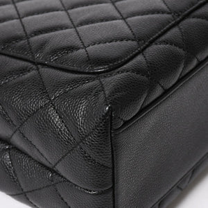 Very Good Condition CHANEL Chanel Matelasse Quilted Coco Mark CC Handbag Top Handle Turn Lock No. 8 Caviar Skin Black Gold Hardware Used 4a005312