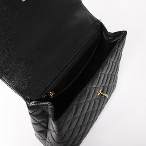 Very Good Condition CHANEL Chanel Matelasse Quilted Coco Mark CC Handbag Top Handle Turn Lock No. 8 Caviar Skin Black Gold Hardware Used 4a005312
