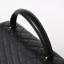 画像をギャラリービューアに読み込む, 極美品 CHANEL シャネル マトラッセ キルティング ココマーク CC ハンドバッグ トップハンドルターンロック 8番台 キャビアスキン ブラック ゴールド金具 中古 4a005312