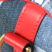 画像をギャラリービューアに読み込む, 極美品 LOUIS VUITTON ルイヴィトン スピーディ30 モノグラム デニム スクエア パッチワーク M45041 ブルー レッド ゴールド金具 中古 4a005305