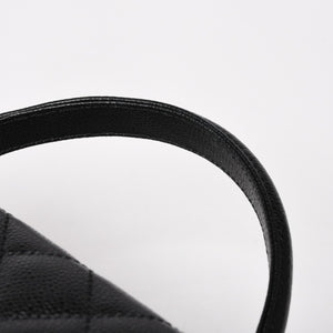 Very Good Condition CHANEL Chanel Matelasse Quilted Coco Mark CC Handbag Top Handle Turn Lock No. 8 Caviar Skin Black Gold Hardware Used 4a005312