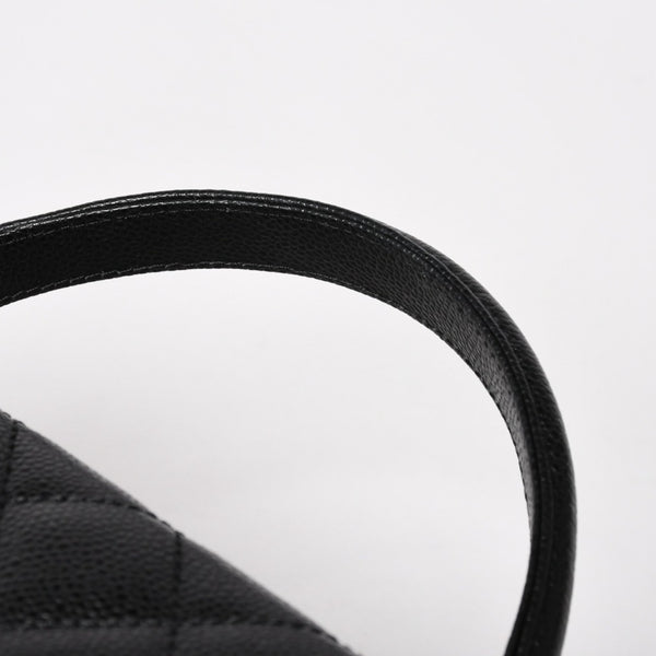 Very Good Condition CHANEL Chanel Matelasse Quilted Coco Mark CC Handbag Top Handle Turn Lock No. 8 Caviar Skin Black Gold Hardware Used 4a005312