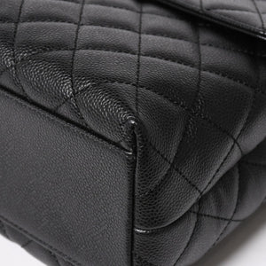 Very Good Condition CHANEL Chanel Matelasse Quilted Coco Mark CC Handbag Top Handle Turn Lock No. 8 Caviar Skin Black Gold Hardware Used 4a005312