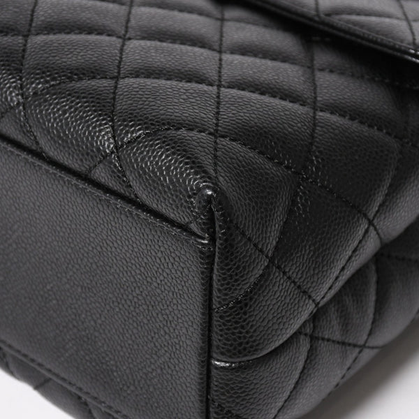 Very Good Condition CHANEL Chanel Matelasse Quilted Coco Mark CC Handbag Top Handle Turn Lock No. 8 Caviar Skin Black Gold Hardware Used 4a005312