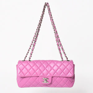 CHANEL シャネル クラシック フラップバッグ 14番台 ココマーク マトラッセ ラムスキン ピンク シルバー金具 美品 中古 4a005323