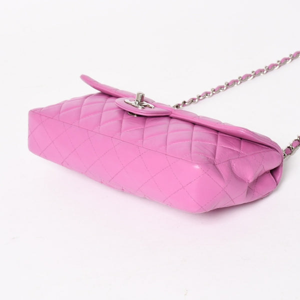 CHANEL シャネル クラシック フラップバッグ 14番台 ココマーク マトラッセ ラムスキン ピンク シルバー金具 美品 中古 4a005323