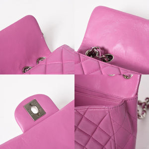CHANEL シャネル クラシック フラップバッグ 14番台 ココマーク マトラッセ ラムスキン ピンク シルバー金具 美品 中古 4a005323