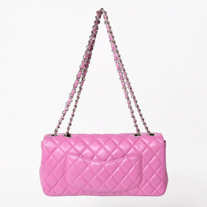 CHANEL シャネル クラシック フラップバッグ 14番台 ココマーク マトラッセ ラムスキン ピンク シルバー金具 美品 中古 4a005323