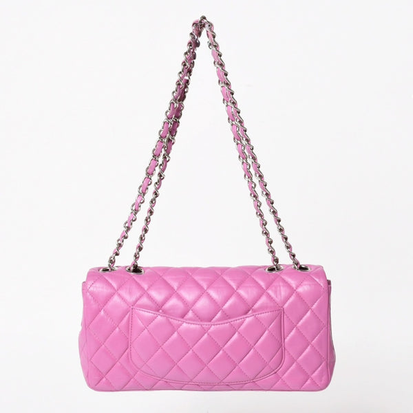 CHANEL シャネル クラシック フラップバッグ 14番台 ココマーク マトラッセ ラムスキン ピンク シルバー金具 美品 中古 4a005323