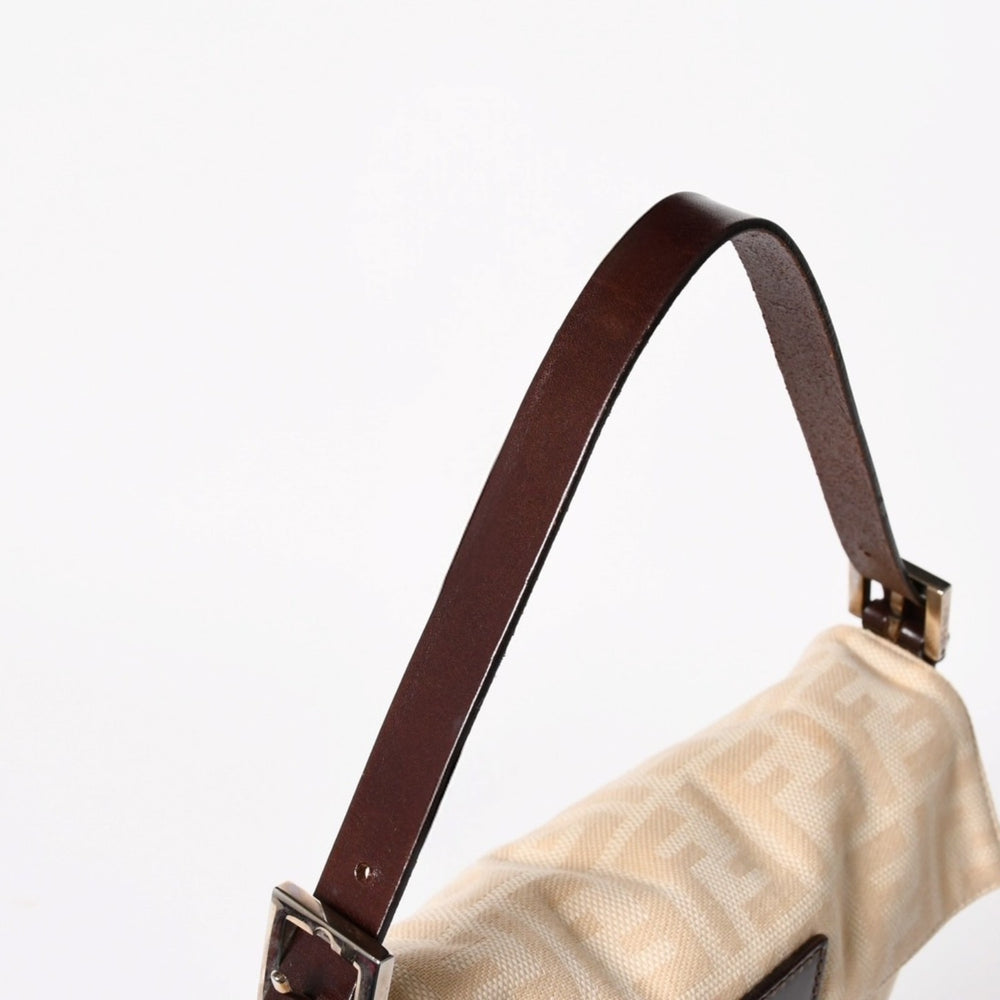 FENDI Zucca Mamma Bucket Beige Shoulder Bag Handbag Brown Silver Hardware Good Condition Used 4a004896
