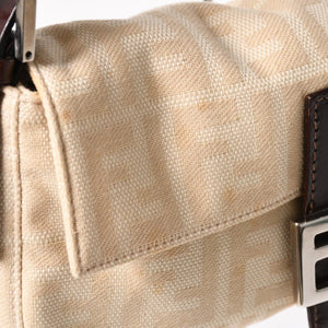 FENDI フェンディ ズッカ マンマバケット ベージュ ショルダーバッグ ハンドバッグ ブラウン シルバー金具 美品 中古 4a004896