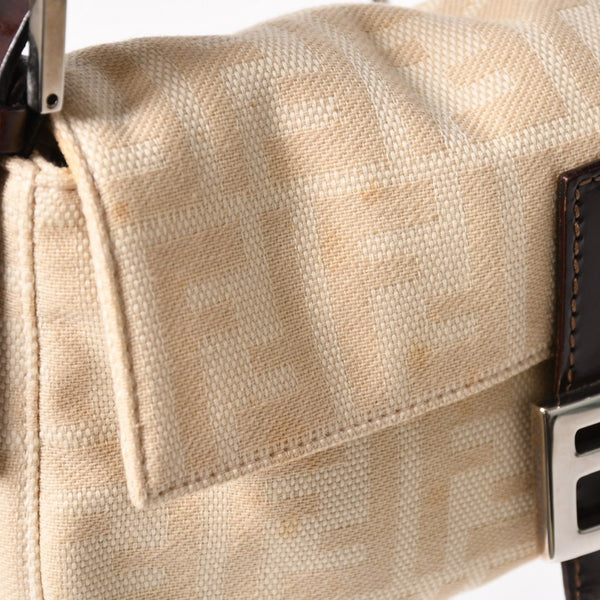 FENDI フェンディ ズッカ マンマバケット ベージュ ショルダーバッグ ハンドバッグ ブラウン シルバー金具 美品 中古 4a004896