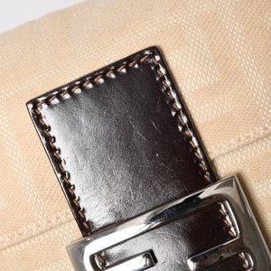FENDI フェンディ ズッカ マンマバケット ベージュ ショルダーバッグ ハンドバッグ ブラウン シルバー金具 美品 中古 4a004896