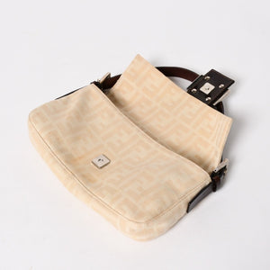 FENDI フェンディ ズッカ マンマバケット ベージュ ショルダーバッグ ハンドバッグ ブラウン シルバー金具 美品 中古 4a004896