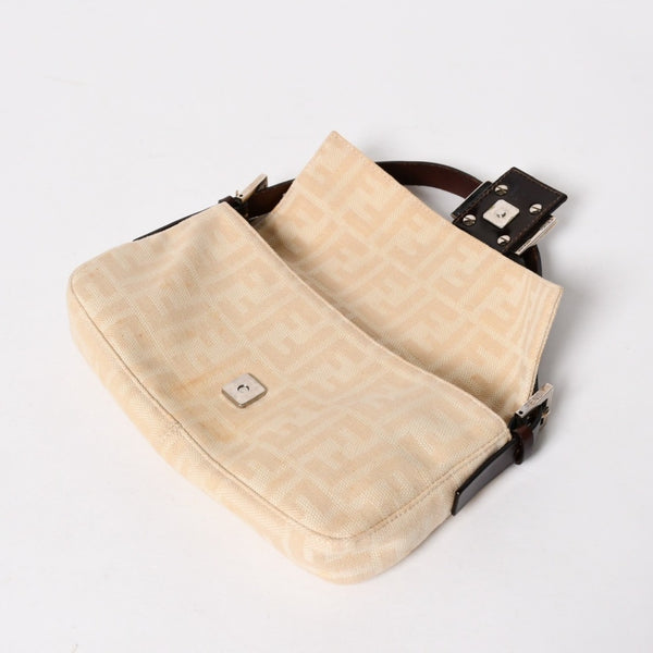 FENDI フェンディ ズッカ マンマバケット ベージュ ショルダーバッグ ハンドバッグ ブラウン シルバー金具 美品 中古 4a004896
