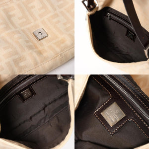 FENDI フェンディ ズッカ マンマバケット ベージュ ショルダーバッグ ハンドバッグ ブラウン シルバー金具 美品 中古 4a004896
