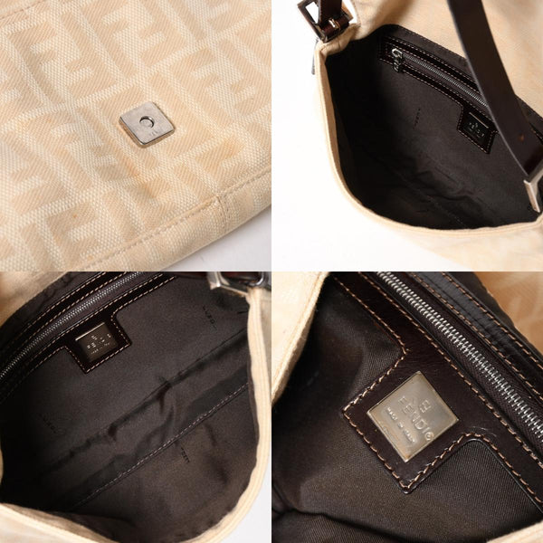 FENDI フェンディ ズッカ マンマバケット ベージュ ショルダーバッグ ハンドバッグ ブラウン シルバー金具 美品 中古 4a004896