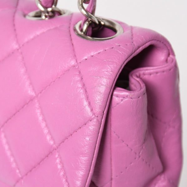 CHANEL シャネル クラシック フラップバッグ 14番台 ココマーク マトラッセ ラムスキン ピンク シルバー金具 美品 中古 4a005323