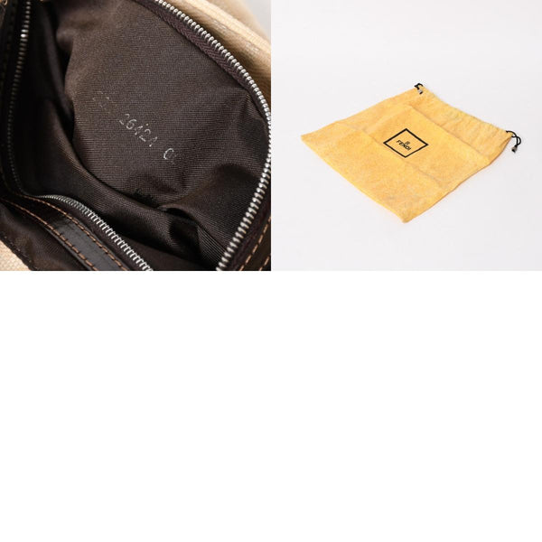 FENDI フェンディ ズッカ マンマバケット ベージュ ショルダーバッグ ハンドバッグ ブラウン シルバー金具 美品 中古 4a004896