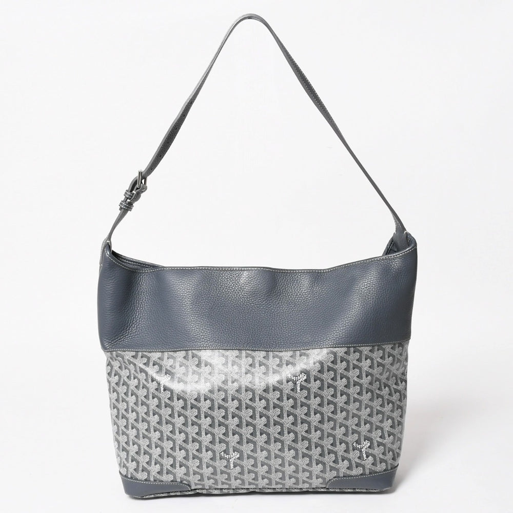 GOYARD ゴヤール グレナディン メッセンジャーバッグ ショルダーバッグ レザー MAE020149 グレー シルバー金具 美品 中古 4a005328