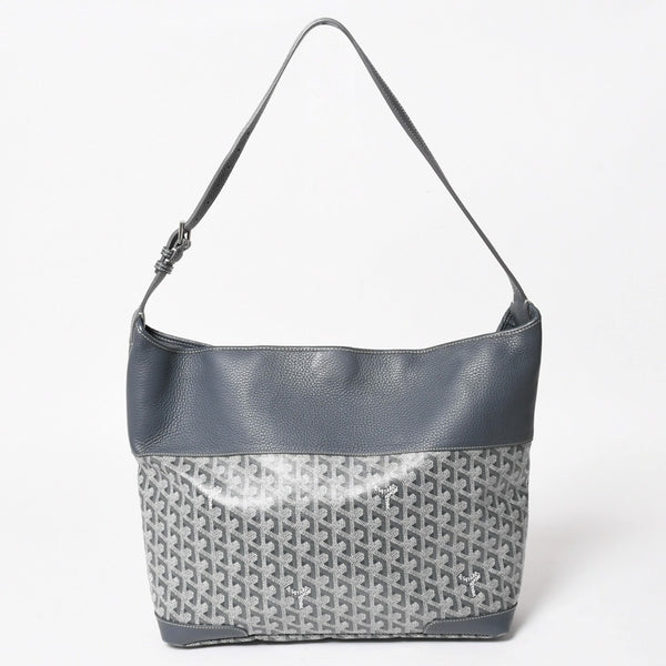GOYARD ゴヤール グレナディン メッセンジャーバッグ ショルダーバッグ レザー MAE020149 グレー シルバー金具 美品 中古 4a005328